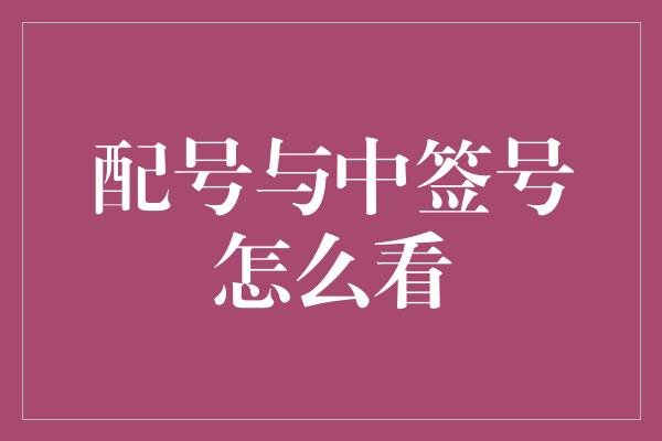 配号与中签号怎么看