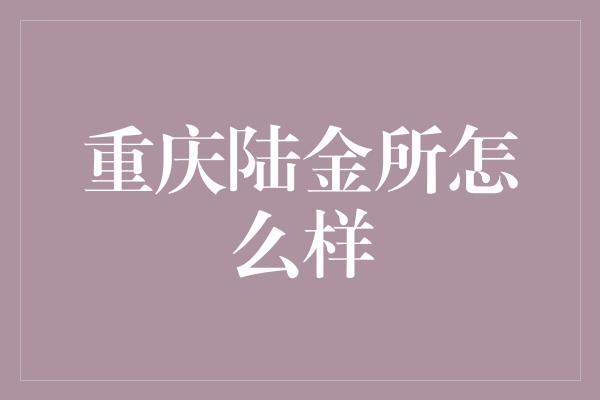 重庆陆金所怎么样