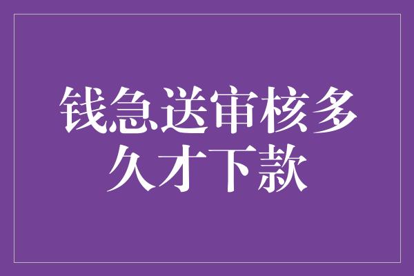 钱急送审核多久才下款