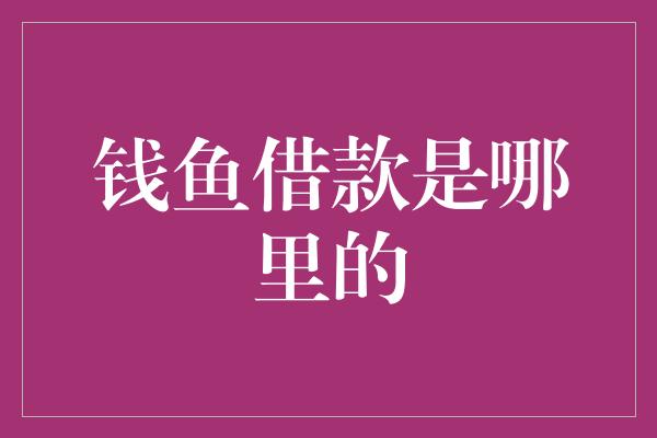 钱鱼借款是哪里的