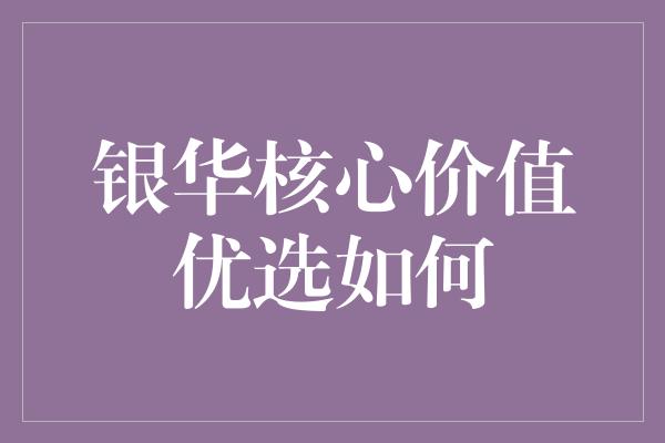 银华核心价值优选如何