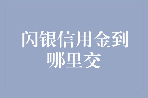 闪银信用金到哪里交