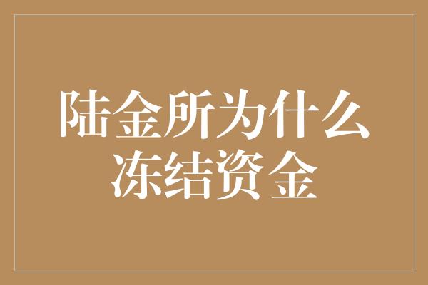 陆金所为什么冻结资金