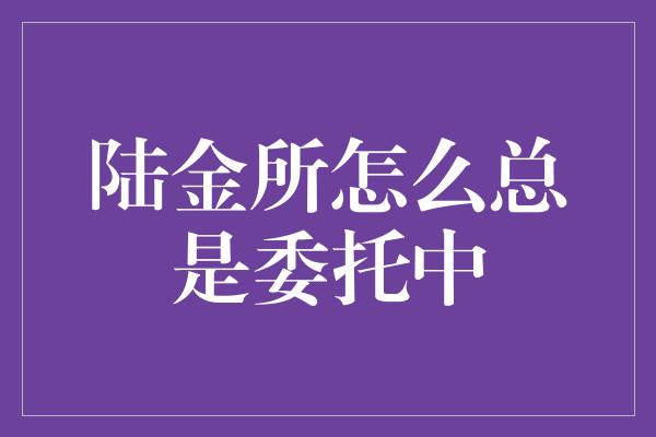 陆金所怎么总是委托中