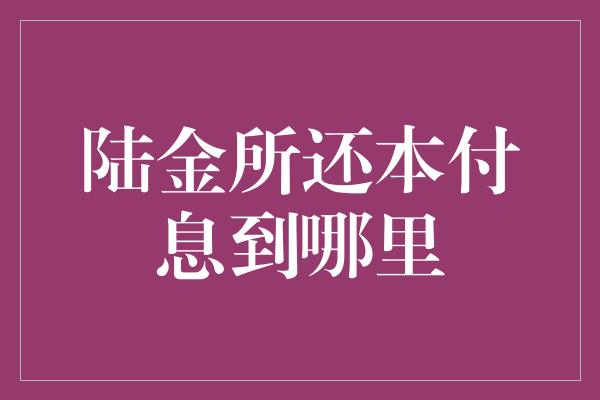 陆金所还本付息到哪里