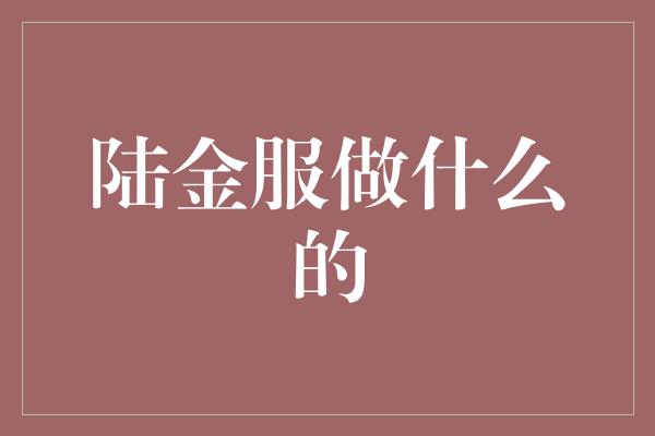 陆金服做什么的