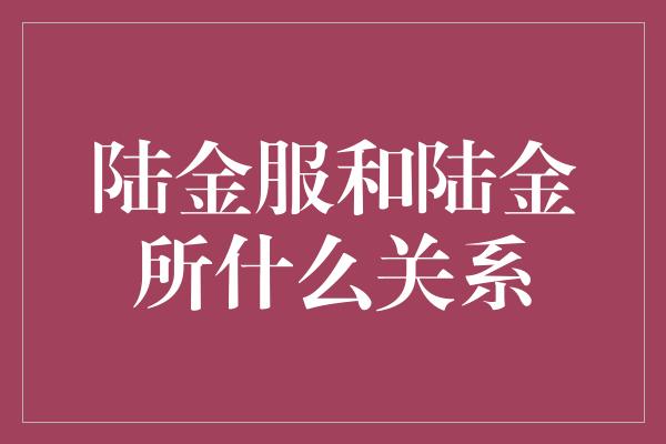 陆金服和陆金所什么关系