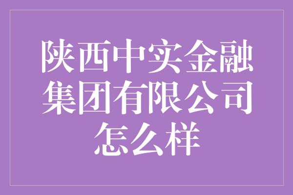 陕西中实金融集团有限公司怎么样