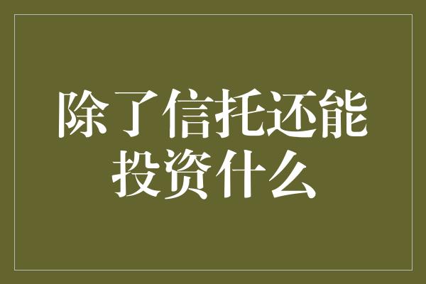 除了信托还能投资什么