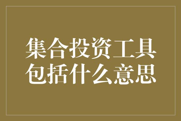 集合投资工具包括什么意思