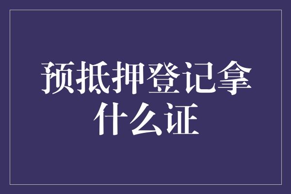 预抵押登记拿什么证