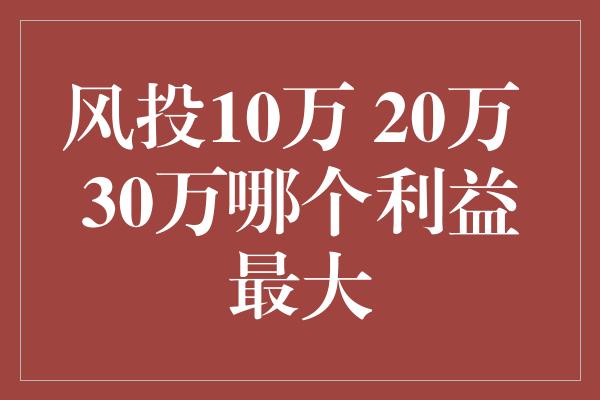 风投10万 20万 30万哪个利益最大