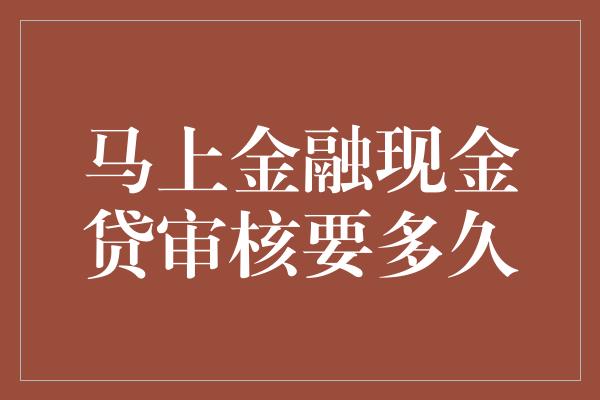 马上金融现金贷审核要多久