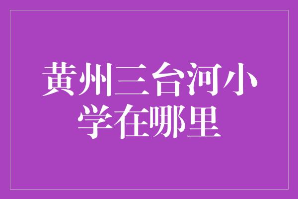 黄州三台河小学在哪里