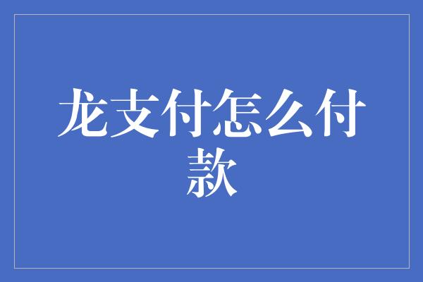 龙支付怎么付款