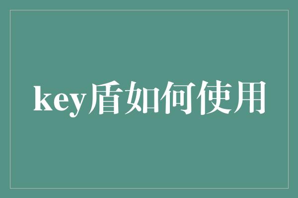 key盾如何使用