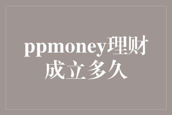 ppmoney理财成立多久