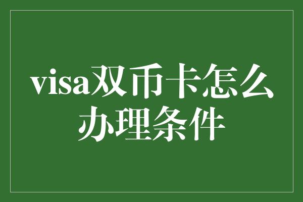 visa双币卡怎么办理条件